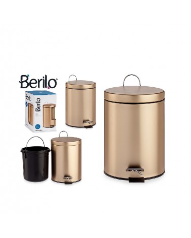 BALDE LIXO C/PEDAL 5L METAL DOURADO