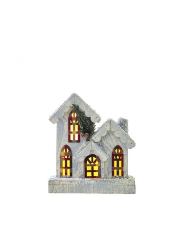 NATAL- CASA MADEIRA C/LEDS 21X9X25CM