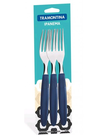 TRAMONTINA- CONJ. 3 GARFOS MESA C/PL. AZUL