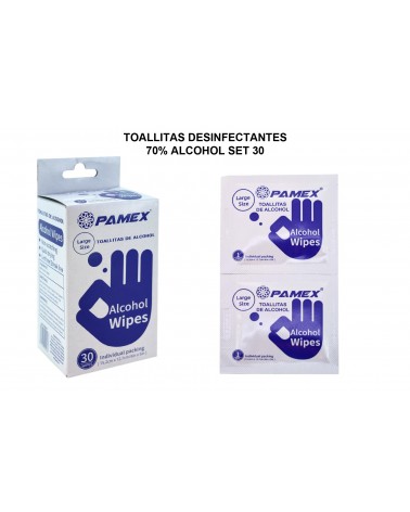 TOALHITAS DESINFETANTES 70% ALCOOL PACK30